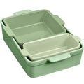 Best Choice Products 3-Piece Ceramic Bakeware Set, Stoneware Baking Dishes, Porcelain Casserole Bakeware Dishes, Serving Dishes - 9x12 Casserole, Loaf Pan, 8x8 Baking Dish - Sage Green