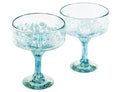 Handmade con Amor 16 oz Hand Blown Mexican Margarita Glasses Set of 2 - Ocean Blue Confetti