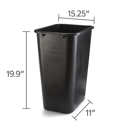 COASTWIDE Professional Indoor Trash Can Without Lid, Black Soft Molded Plastic, 10.25 Gallon