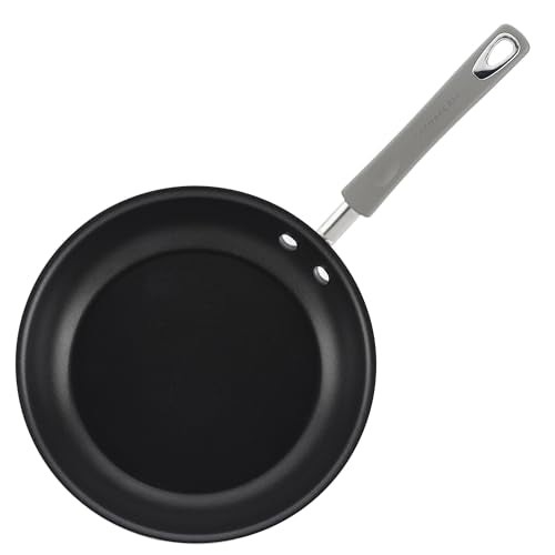 Rachael Ray Cookware Classic Brights Hard Enamel Aluminum Nonstick Cookware Set, 14-Piece, Sea Salt Gray