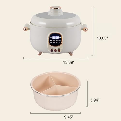 4L Electric Hot Pot Pressure Cooker, Multi-Compartment Smart Cooker with 70KPa Pressure Cooking, Digital Display, 10 Presets, 24H Timer, Nonstick Electric Cooker for Soup, Rice, Stew & Mushy Food