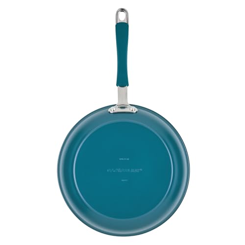 Rachael Ray Cucina Ceramic Nonstick Frying Pans/Skillet Set, Dishwasher Safe, 8.5 inch and 10 inch Open Fry Pans - Marine Blue