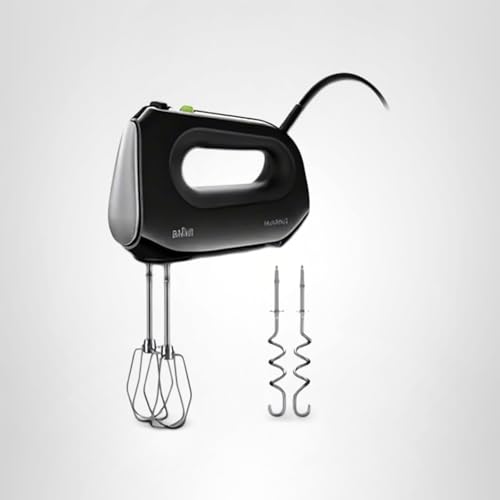 Braun Multimix 2 Hand Mixer Black - beaters, dough hooks, accessory bag