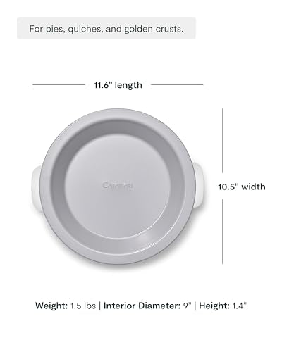 Caraway Pie Pan - 9” Non-Stick Ceramic Baking Pan with Handles - Oven Safe up to 550ºF - Non-Toxic, PTFE & PFOA Free - Cream