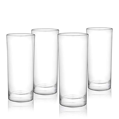True Highball Glasses, Tall Glass Tumbler for Cocktails, Mojito Iced Tea Juices, Soda Water Drinking Cups, Kitchen Glassware, Home Bar, 11 oz Set of 4