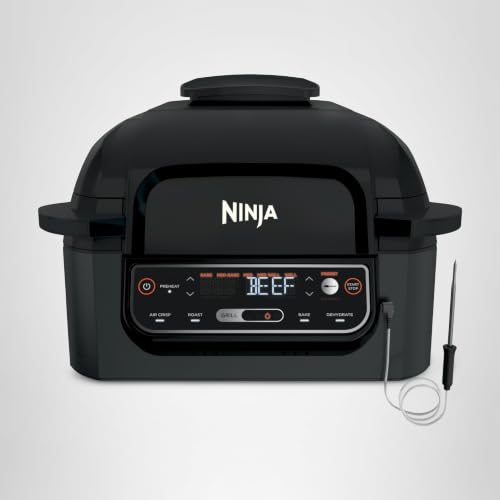 Ninja® Foodi™ Smart 5-in-1 Indoor Grill | With 4-Quart Air Fryer, Roast, Bake, Dehydrate, and Smart Cook System | Black | LG451BK