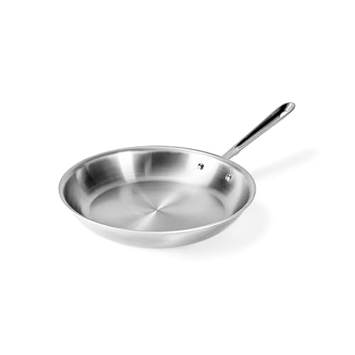 All-Clad D5 5-Ply Brushed Stainless Steel Fry Pan 12 Inch Induction Oven Broiler Safe 600F Pots and Pans, Cookware Silver