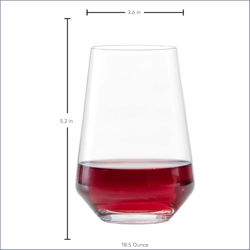 ZWIESEL GLAS Pure Stemless Bordeaux Glass (Set of 6), Red Wine Tumbler for Bordeaux, Dishwasher-Safe Machine-Made Tritan Crystal Glasses, Made in Germany (18.5 Ounce)