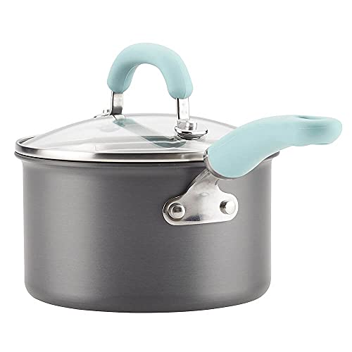 Rachael Ray 11-Piece Hard Anodized Aluminum Cookware Set, Light Blue Handles