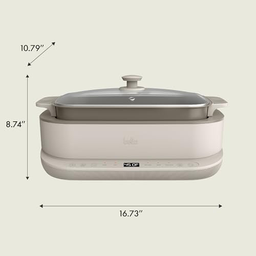 bella 6.0 QT Multi-Cooker, Ceramic Nonstick Coating, 4-in-1 Versatility, 4 cooking functions, Slow Cook, Sear, Saute, Steam, Serves 7 people, Dishwasher Safe Pot & Tempered Glass Lid, Tangle Free Cord Wrap, Oatmilk
