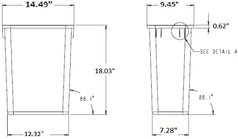 Hardware Resources Plastic Trash Can - Indoor Garbage Bin for Kitchen, Home, Office & Commercial Use - Large Waste Disposal Tub - Compatible with Pull-Outs & Frames - 35-Quarts (Pack of 1) (8.75-Gallon) - White