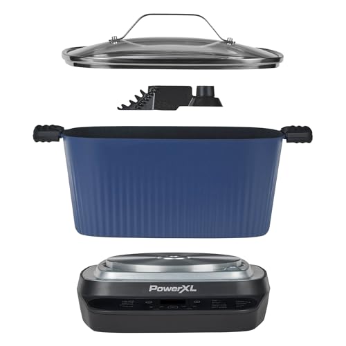 STIRMAX™ Midnight Blue 7.5 Quart Digital Multi-Cooker with Automatic Paddle to Stir and Shred, 9 in 1 programmable presets to Sauté, Sear, and Brown Food Before Simmering