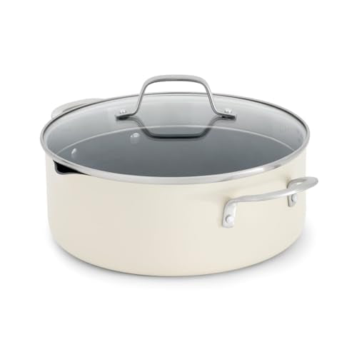 Calphalon Ceramic Nonstick 5 Quart Dutch Oven with Lid, Easy Cleanup Ceramic Pot for Soups, Stews