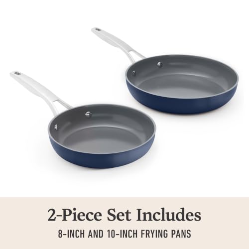 Calphalon Premier Ceramic Nonstick 8" and 10" Frying Pan Set, Midnight Blue