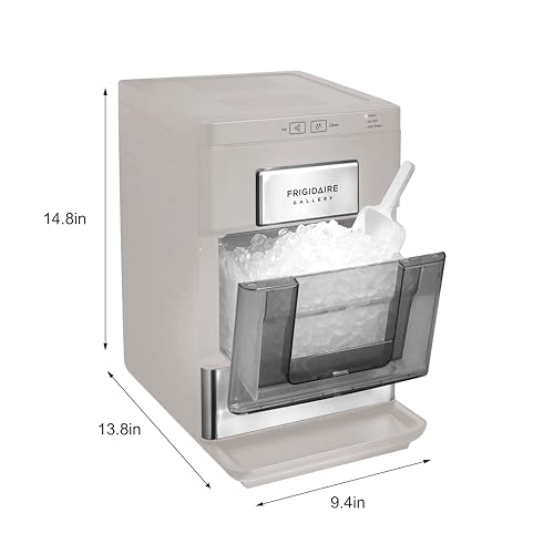 Frigidaire Gallery, 33 Lbs. Countertop Ice Maker, Nugget Shaped Ice, Stainless Steel Trim (Grey)