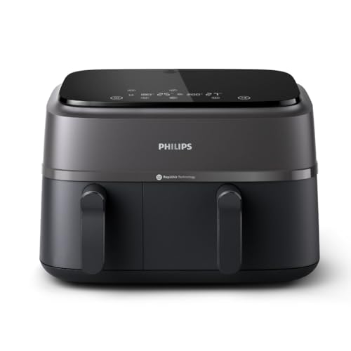 Philips Dual Basket Air Fryer - Healthy, Fast, and Versatile Cooking, 9.5QT Capacity, Touchscreen, 2-Drawer Design (NA350/00)