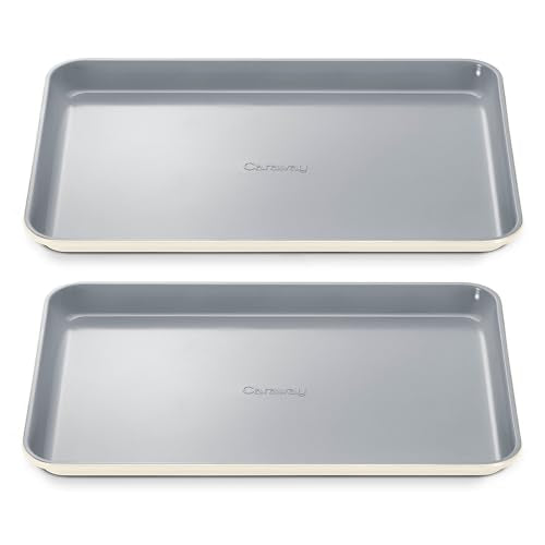 Caraway Non-Stick Ceramic Medium Baking Sheet Duo, Naturally Slick Ceramic Coating, Non-Toxic, PTFE & PFOA