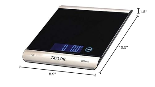Taylor 3851 High-Capacity Digital Kitchen Scale, 33 lb, Black