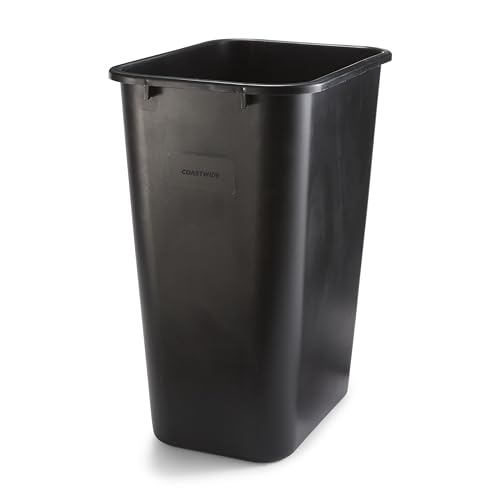 COASTWIDE Professional Indoor Trash Can Without Lid, Black Soft Molded Plastic, 10.25 Gallon