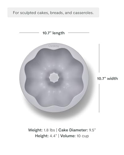 Caraway Fluted Cake Pan - 9.5” Non-Stick Ceramic Baking Pan - Ergonomic & Easy to Handle - Oven Safe up to 550ºF - Non-Toxic, PTFE & PFOA Free - Cream