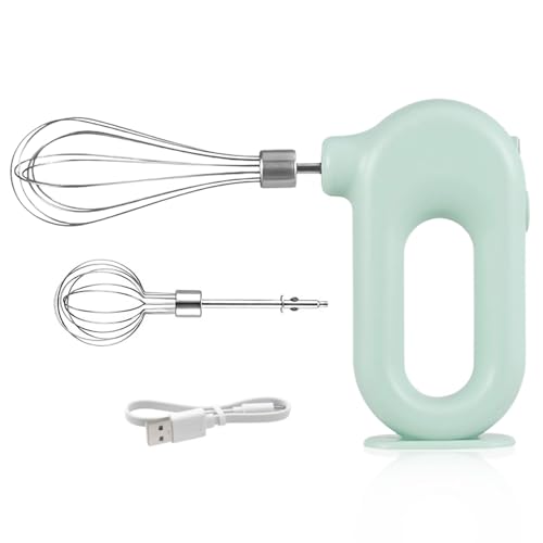 Cordless Hand Mixer Electric Handheld Mini Egg Beater 4 Speed Adjustable Mini Hand Mixer Electric Mixer, USB Charing, 1500mAh(Green)