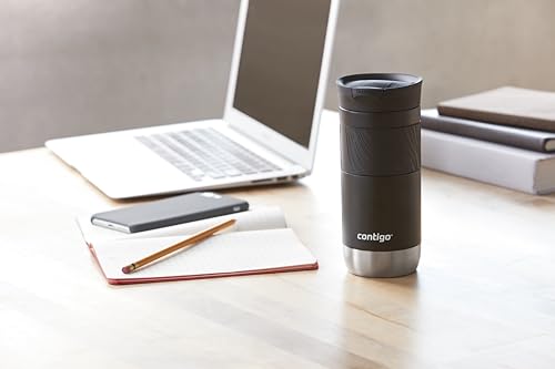 Contigo Byron Vacuum-Insulated Stainless Steel Travel Mug with Leak-Proof Lid Reusable Coffee Mug or Water Bottle BPA-Free 16oz Licorice Keeps Beverages Hot for 6 Hours or Cold for 12 Hours