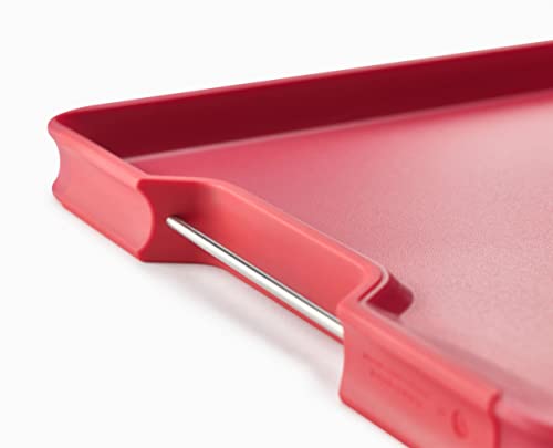 Joseph Joseph Cut&Carve Plus - Non-Slip, Multi-Function, Double-Sided Cutting Board for Food Preparation and Carving- Dishwasher Safe, Extra Large, Red