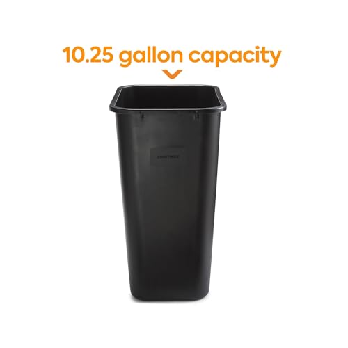 COASTWIDE Professional Indoor Trash Can Without Lid, Black Soft Molded Plastic, 10.25 Gallon