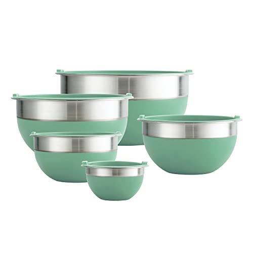 Tramontina 10 Pc Covered Stainless Steel and Silicone Mixing Bowl Set (Mint Green)