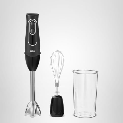 Braun MultiQuick 5 Immersion Hand Blender with Dual Speed + Turbo and Patented Technology, 350W - Includes Beaker and Whisk, Black, MQ505