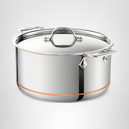 All-Clad Copper Core 5-Ply Stainless Steel Stockpot 8 Quart Induction Oven Broiler Safe 600F Pots and Pans, Cookware Silver