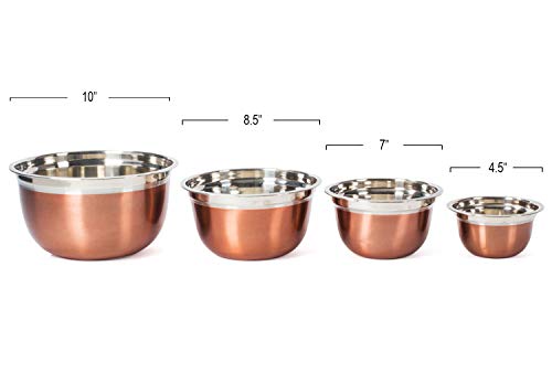 Colleta Home Stainless Steel Mixing Bowls-4 Pc set- Stackable Nesting Bowls - Polished Matte Finish - Cookware Set
