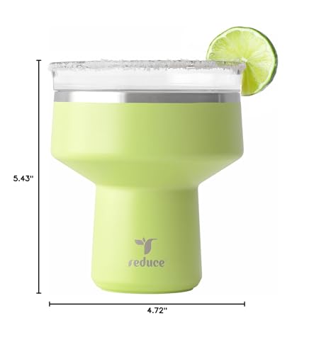 REDUCE Saltini 16 oz Cocktail Tumbler - Insulated Margarita Tumbler with Lid - Keeps Drinks Cold for 10 Hours - 360 Sippable Martini Glass Alternative - Shatterproof, Perfect for Parties - Mojito