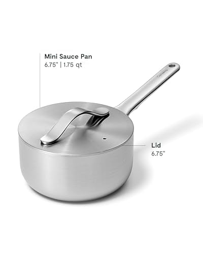 Caraway Stainless Steel Sauce Pan (1.75 Qt) - 5-Ply Stainless Steel - Oven Safe & Stovetop Agnostic - Non Toxic, PTFE & PFOA Free