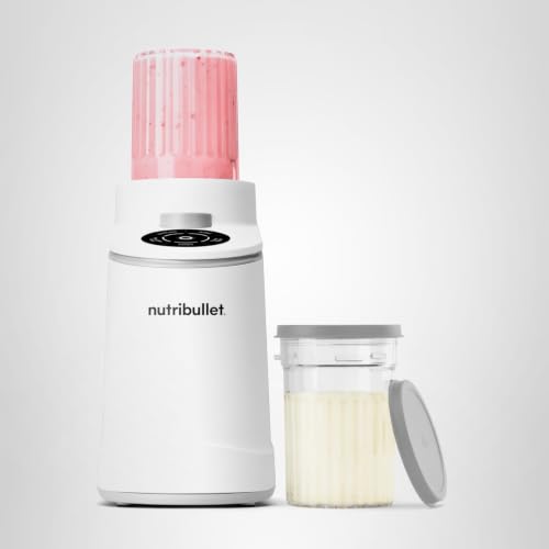 nutribullet Chill Ice Cream Maker, for Gelato, Sorbet, Frozen Yogurt, Smoothie Bowls, Compact Size, (2) Dishwasher Safe 16 oz. Pint Cups with Lids, White, NBD50100AW