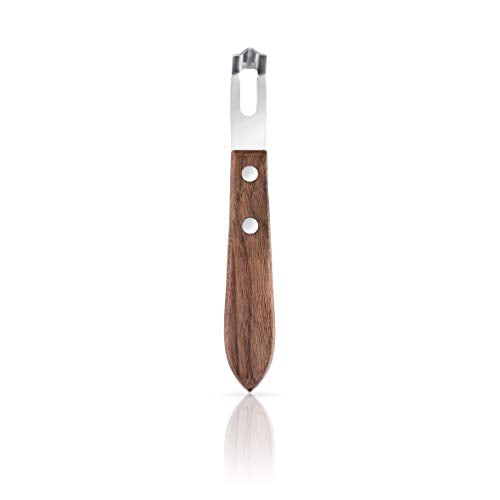 Viski Channel Knife, Citrus Zester and Orange Peeler Tool, Walnut Wood and Stainless Steel Bar Tool for Cocktail Garnishes, Perfect for Home Bars, Craft Cocktails and Bartender Gifts, Set of 1
