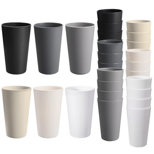 24 Pcs Unbreakable Plastic Cups Set, 20 oz Reusable Plastic Cups, Stackable Water Tumblers, Drinking Cup for Kitchen
