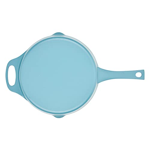 Rachael Ray NITRO Cast Iron Fryin Pan/Skillet with Helper Handle and Pour Spouts, 12 Inch - Agave Blue