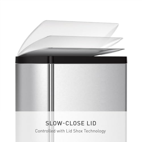 simplehuman 50 Liter / 13.0 Gallon Rectangular Kitchen Step Trash Can, Brushed Stainless Steel
