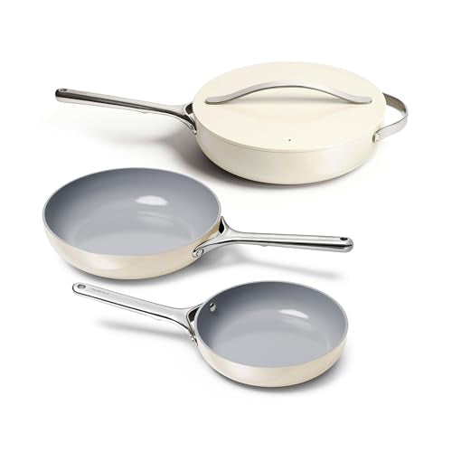 Caraway 4-Piece Fry Pan Set, Non-Stick Frying Pans (10.5” & 8”) & Non-Stick Sauté Pan, Non Toxic, PTFE & PFOA