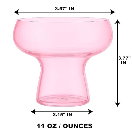Oojami Lunara Clear Plastic Margarita Glasses, 11 oz, Set of 40, Disposable Party Cups for Cocktails (Pink Clear)