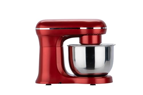 CULINARY CHEF Retro Electric Stand Mixer, 4.75 Quart / 4.5L, 8 Speeds with Whisk, Dough Hook, Flat Beater Attachments, Splash Guard (RED)