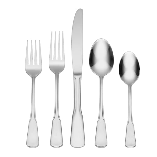 Oneida Silverware Set For 8, Colonial Boston 45-Piece Everyday Flatware Set with Serving Utensils, Service For 8, 18/0 Stainless Steel, Dishwasher Safe, Knives Spoons And Forks Sets (Silver, 45 Piece)