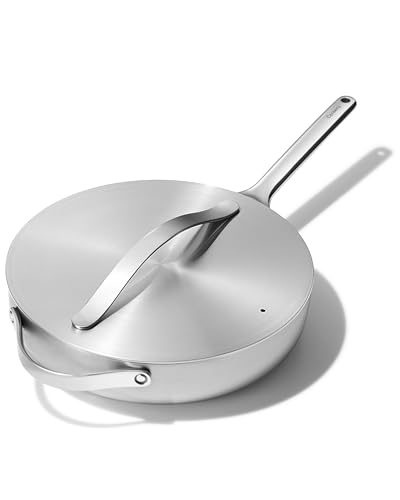 Caraway Stainless Steel Sauté Pan (4.5 Qt), 5-Ply Stainless Steel, Oven Safe & Stovetop Agnostic, Non Toxic, PTFE & PFOA