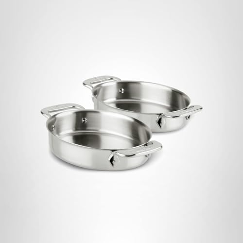 All-Clad Specialty Stainless Steel Oval Bakeware Set 2 Piece Induction Pots and Pans Silver