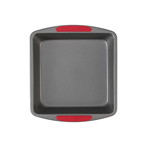 GoodCook MegaGrip Baking Pan with Silicone Grip Handles Square Non-Stick Heavy-Gauge Steel Cake Pan Baking Dish for Brownies Bread Cake Baked Goods & More, Dishwasher Safe, 8x8-Inch,