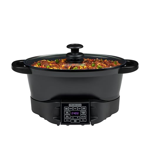 BLACK+DECKER Digital Multicooker 7QT Family Size, 7‑in‑1 Functions, Neat ’N Clean™ Technology, Slow Cook, Steam/Boil, Precision Roast, Sear/Sauté, Rice, Sous Vide, Keep Warm, Ceramic Nonstick