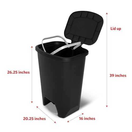 Glad 20 Gallon Trash Can with Clorox Odor Protection | Plastic Kitchen Waste Bin | Hands Free with Step On Foot Pedal and Garbage Bag Rings, Black
