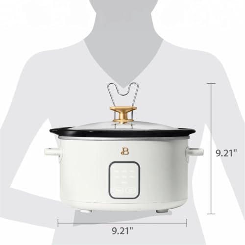 4-Quart Slow Cooker with Touch-Activated Display, Programmable Digital Controls, Removable Non-Stick Pot, Keep Warm Function (White Icing)