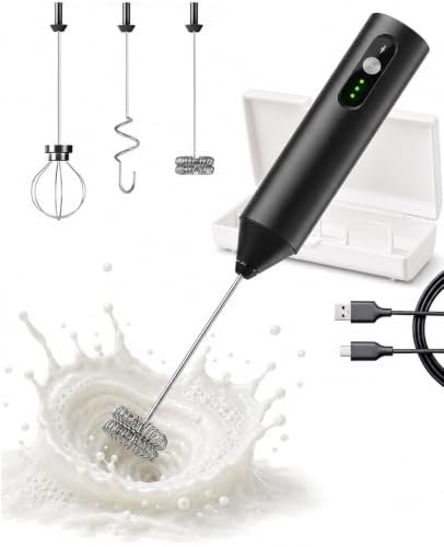 Rechargeable Electric Milk Frother Handheld, Hand Mixer Coffee Frother Wand